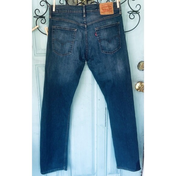 Levis 514 Mens 32x34 Medium Wash Distressed Straight Leg Denim Blue Jeans - Picture 9 of 13